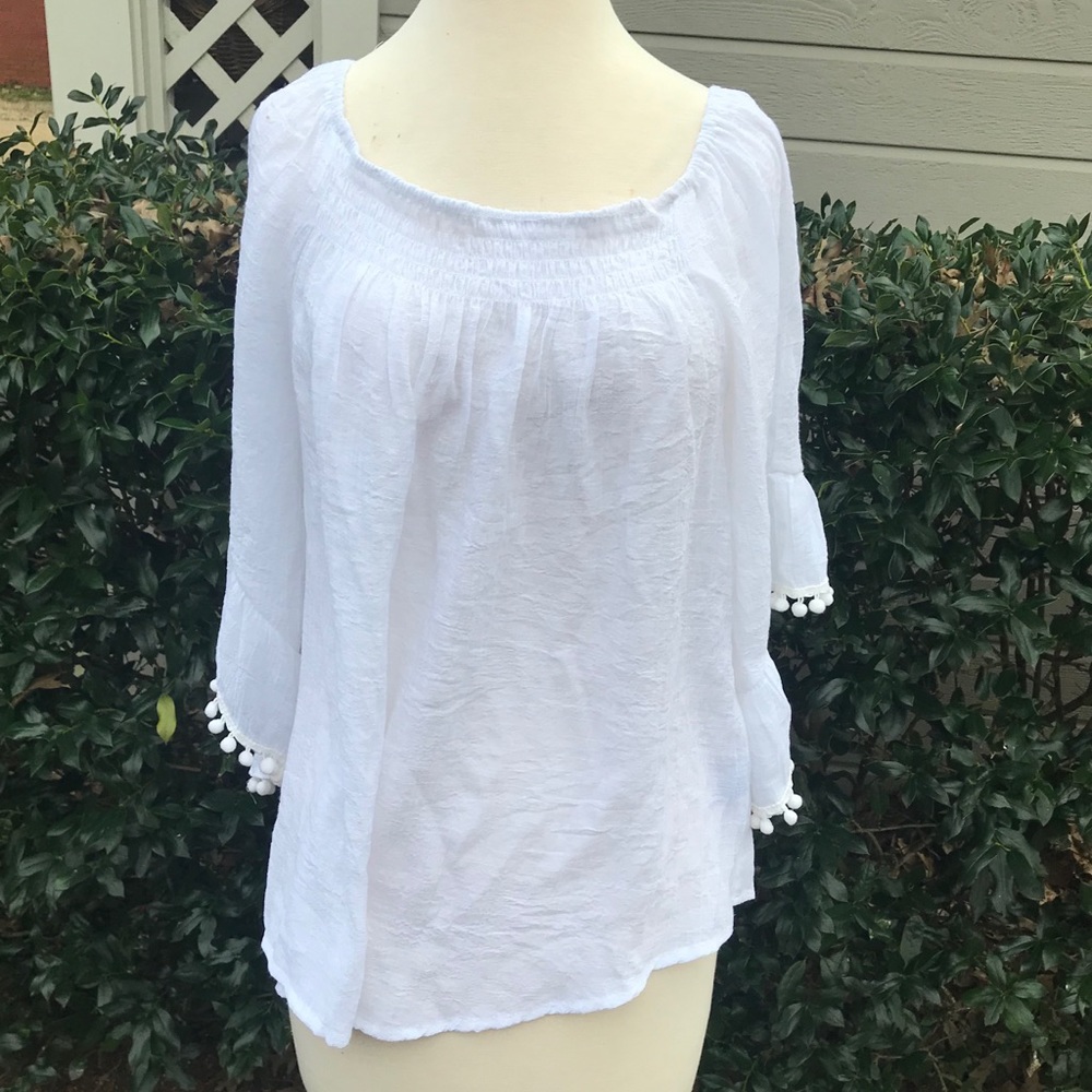 Off-The-Shoulder PomPom Top, Size: XL
